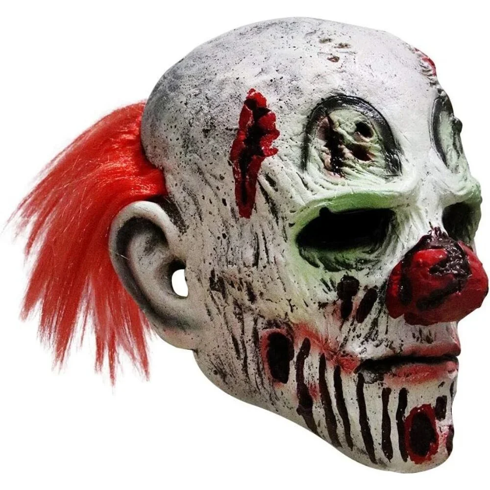 🆕White Scary Evil Clown Mask Horror Face Zombie Costume